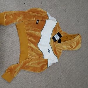 Nike yellow heritage velour hoodie